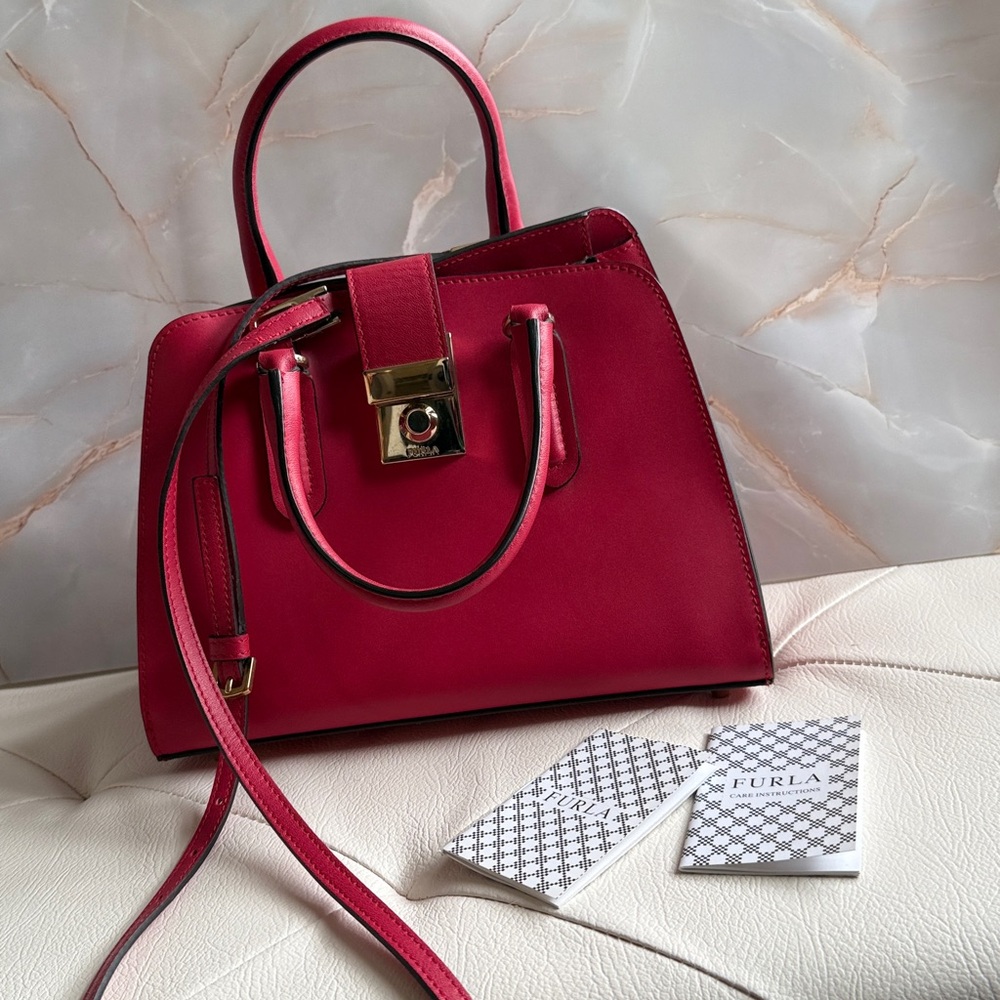 Red Structured Top-Handle Women's Satchel